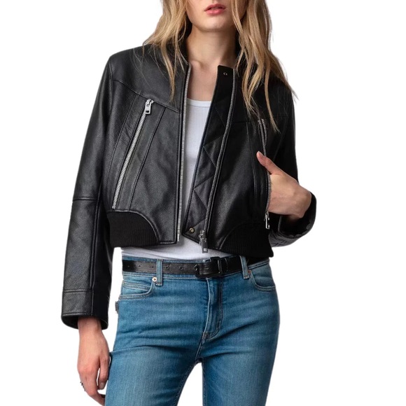 Zadig and Voltaire Bunta Cuir Reversible! Black Leather Jacket - Picture 1 of 10